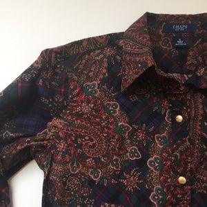 Chaps Jewel-Tone Paisley Button Down